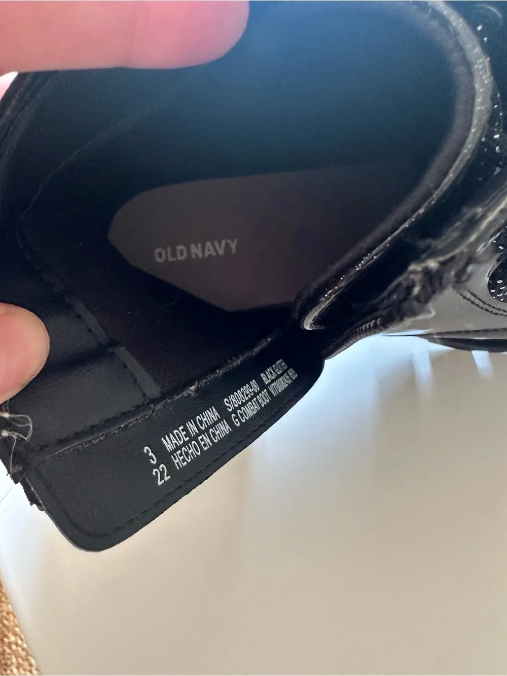 Old Navy Kids Black Glitter Lace-Up Combat Boots